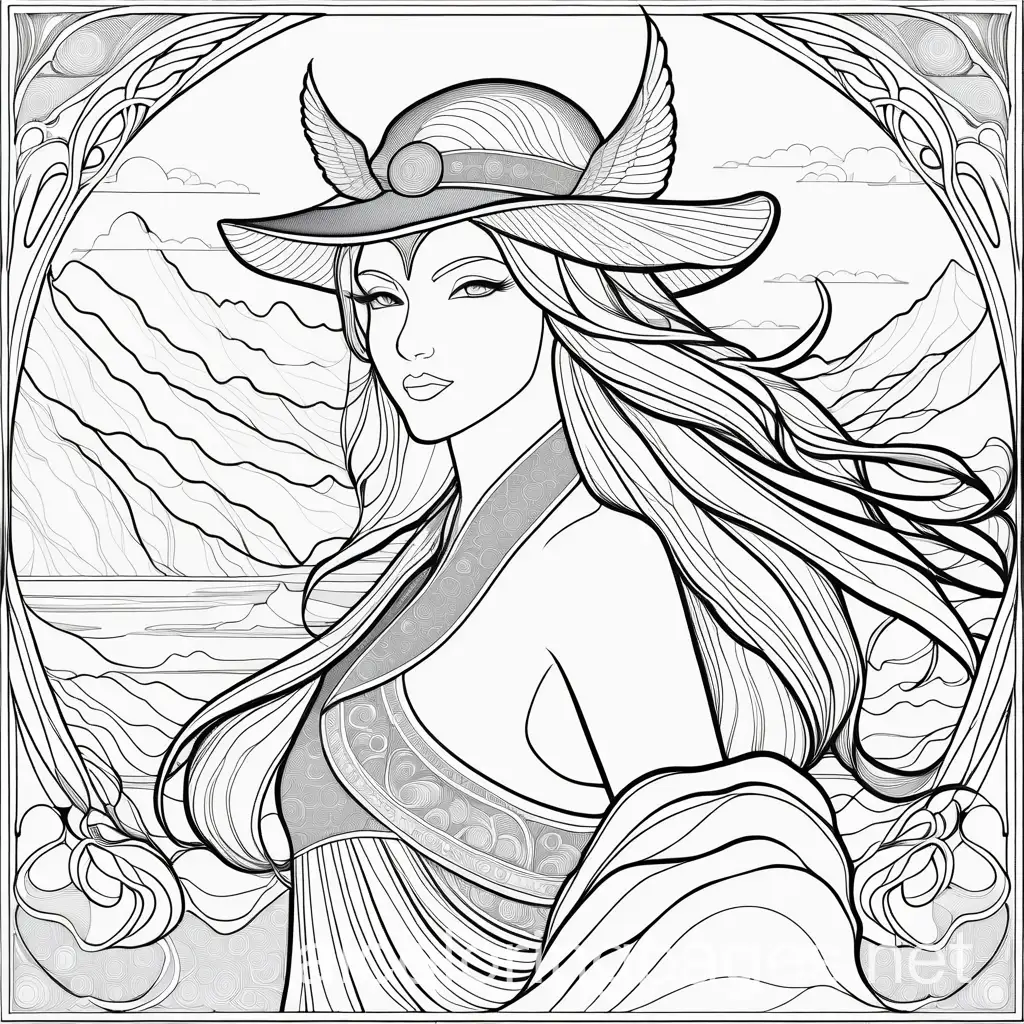 Neldefis Teaglach Fantasy, Coloring Page, black and white, line art, white background, Simplicity, Ample White Space
