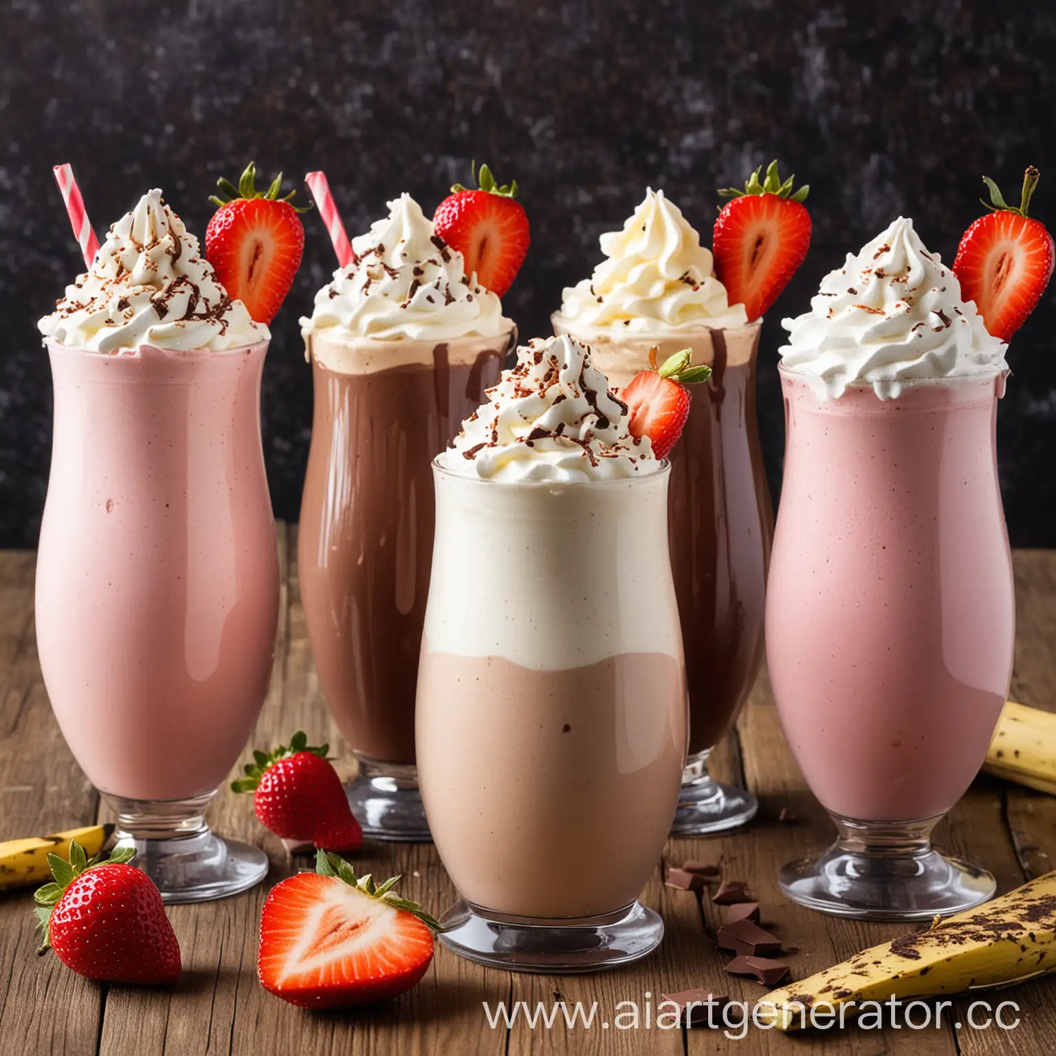 Delicious-Milkshakes-Chocolate-Banana-Strawberry-and-Whipped-Cream