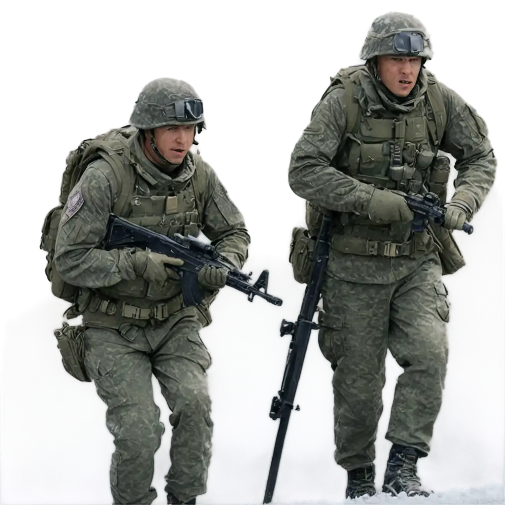 soldados en guerra con nieve y frio  
