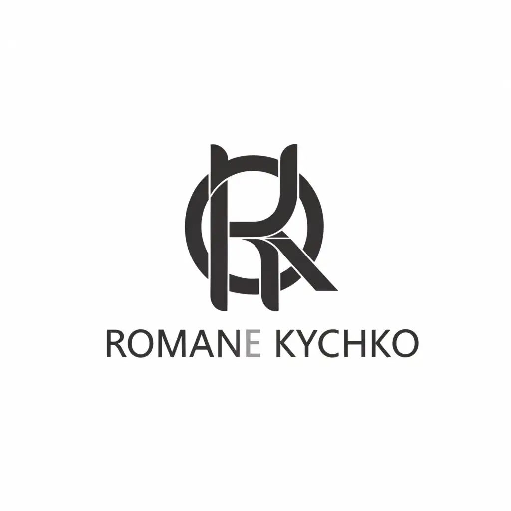 a logo design, with the text 'Roman Kychko', main symbol: R K, Minimalistic, be used in Legal industry, clear background