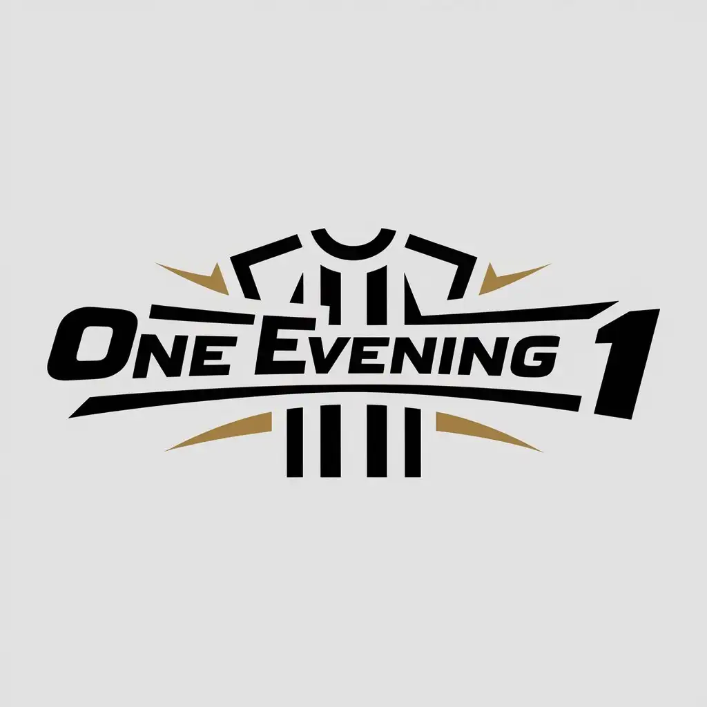 a logo design,with the text "one evening 1", main symbol:T-shirt, clothing,complex,be used in Sports Fitness industry,clear background