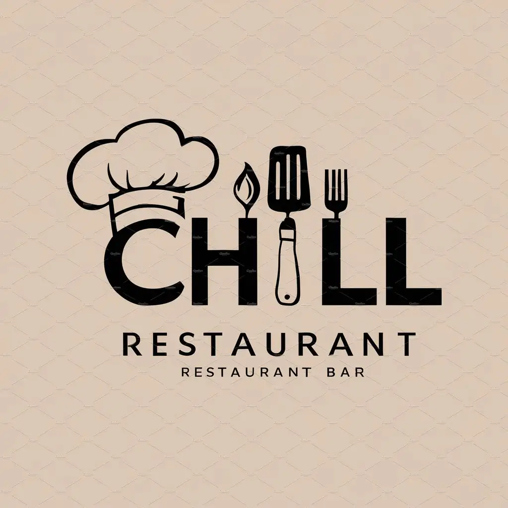 a logo design,with the text "Chill", main symbol:restaurant,bar,eating,cook,Moderate,be used in Restaurant industry,clear background