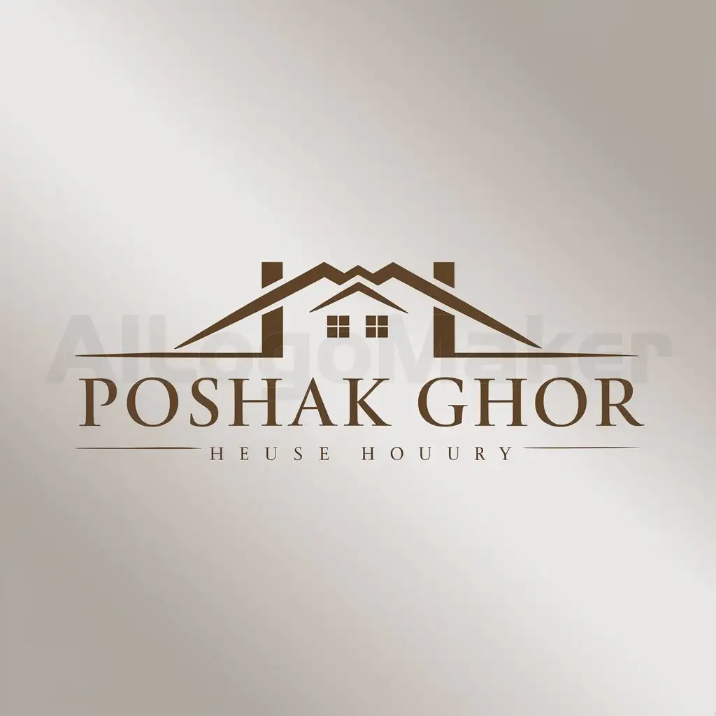 LOGO-Design-For-Poshak-Ghor-Minimalistic-House-Symbol-on-Clear-Background