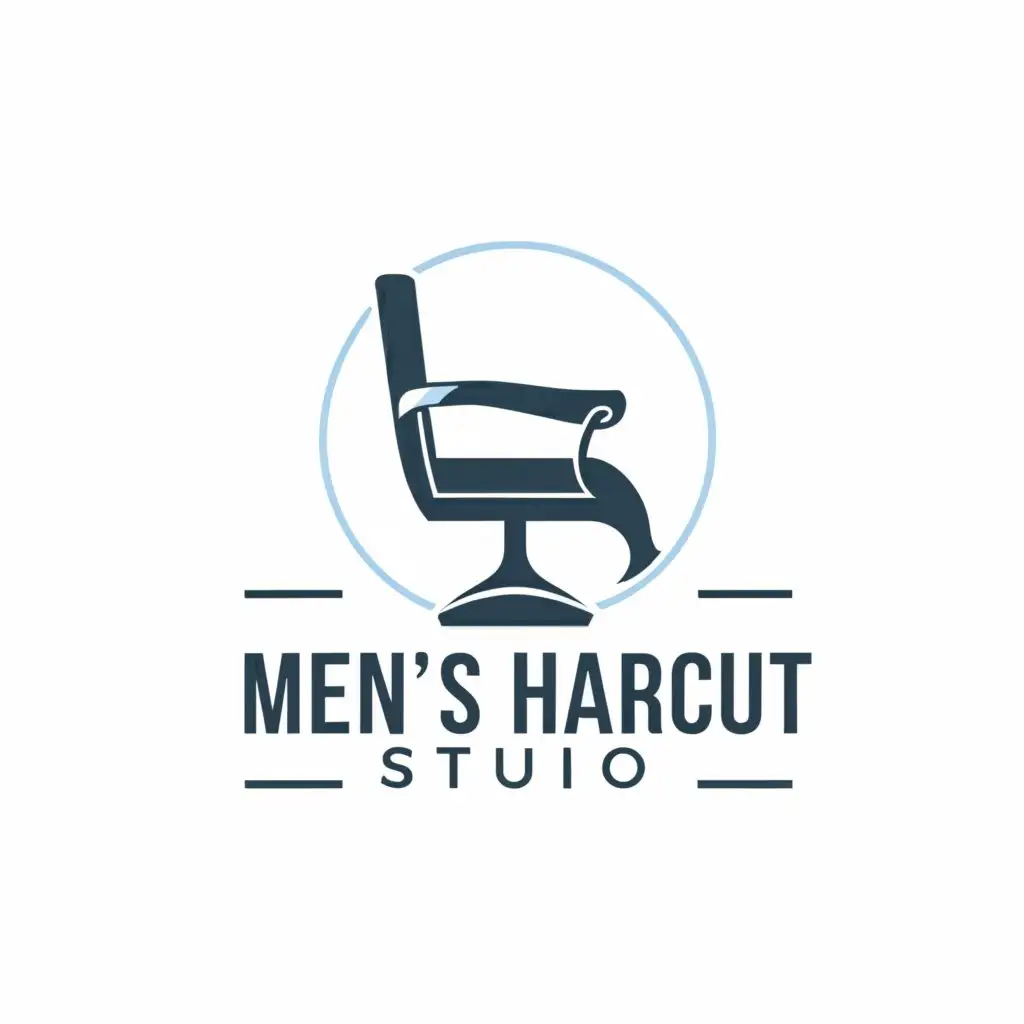 LOGO-Design-for-Mens-Haircut-Studio-Barber-Chair-Emblem-for-Barbershop-Industry