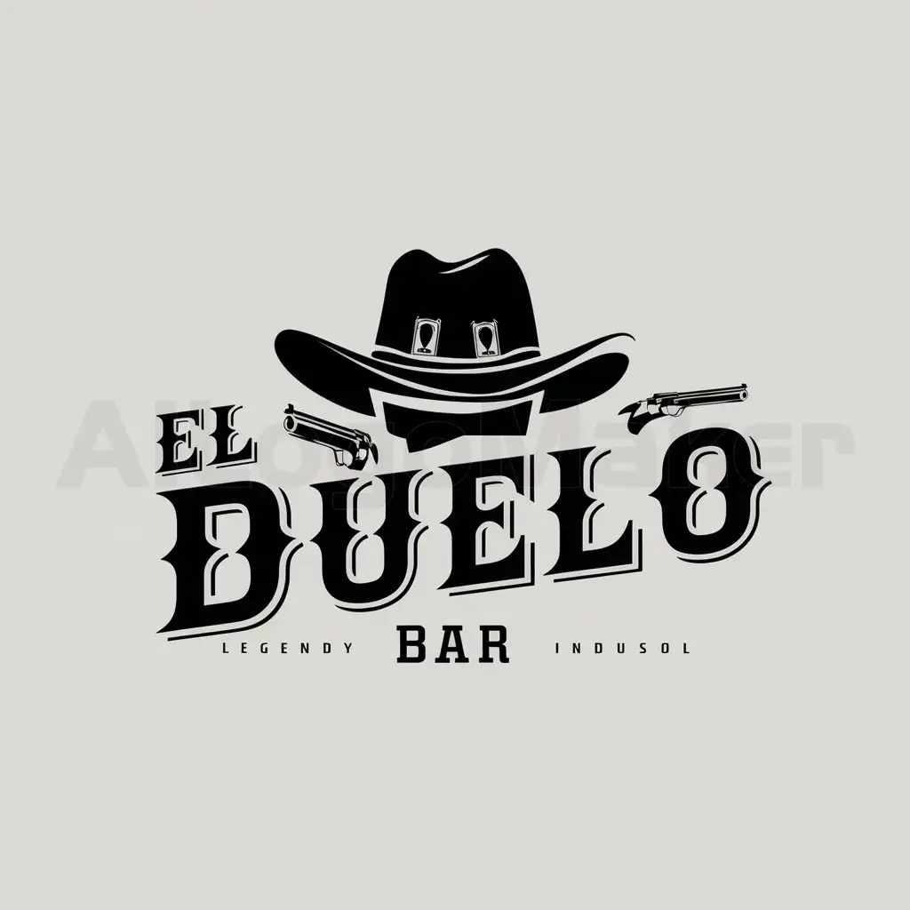 LOGO-Design-For-El-Duelo-Cowboy-Hat-and-Dual-Pistols-Emblem-for-Bars