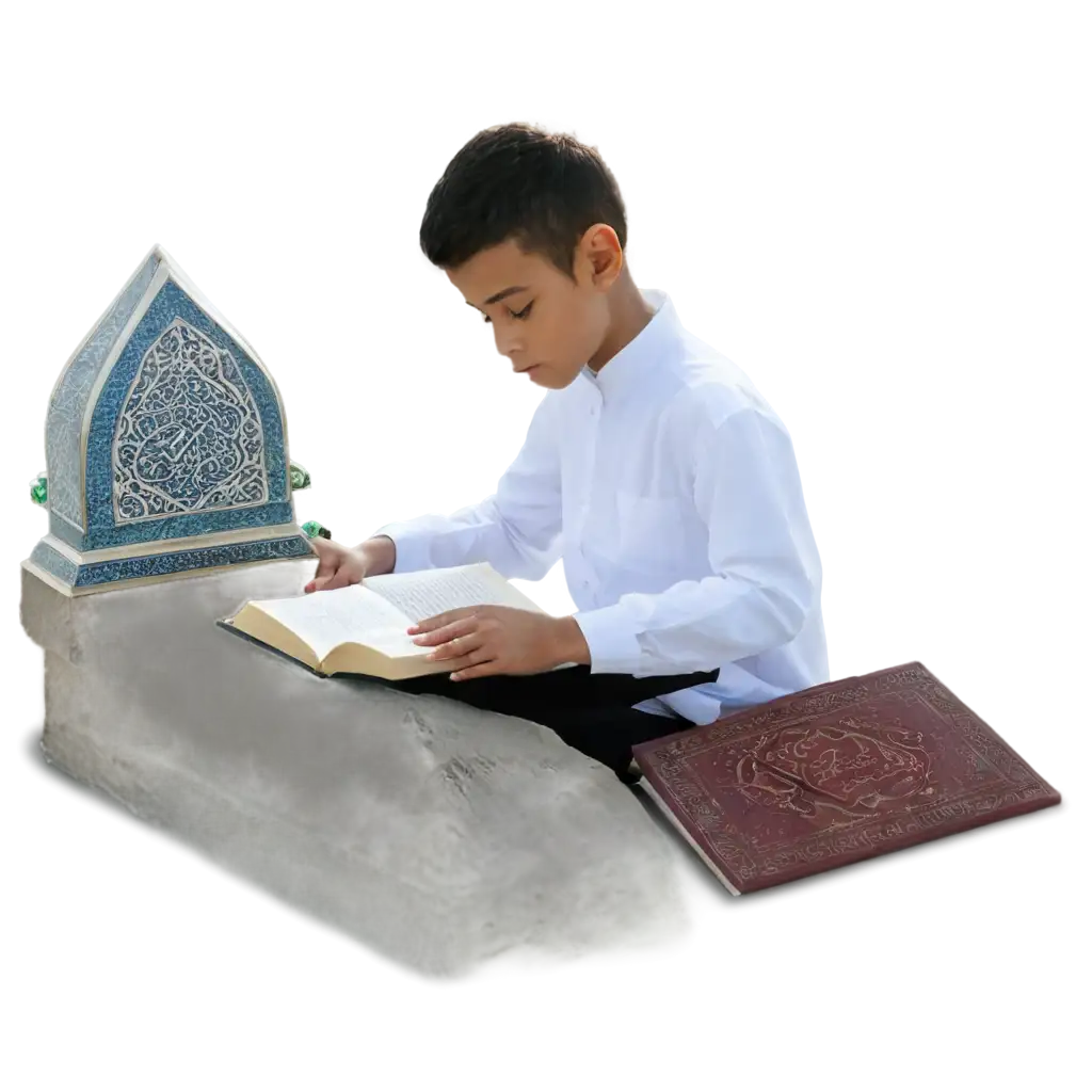 Moslem-Child-Reading-Quran-in-Moslem-Grave-PNG-Image-for-Reverent-Reflections