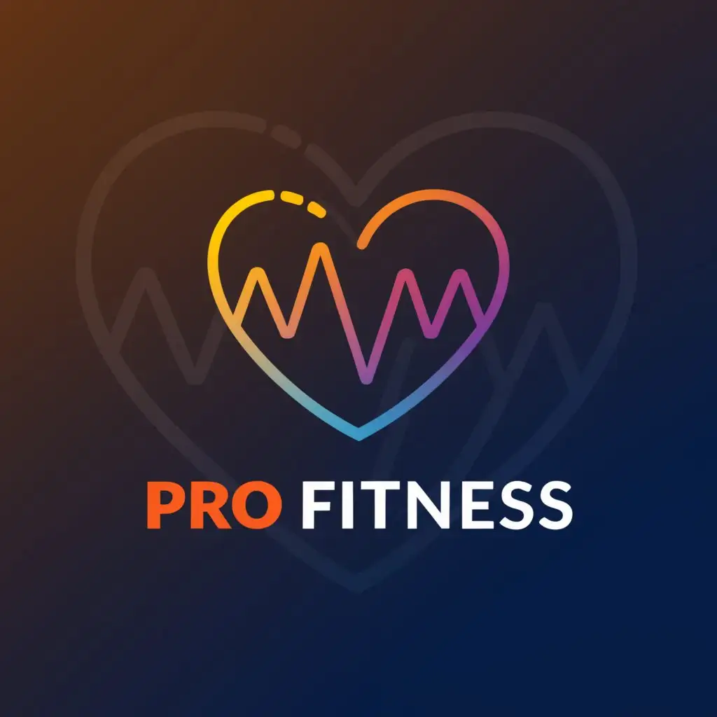a logo design,with the text "Pro Fitness", main symbol:Heart with a Pulse,complex,be used in Sports Fitness industry,clear background