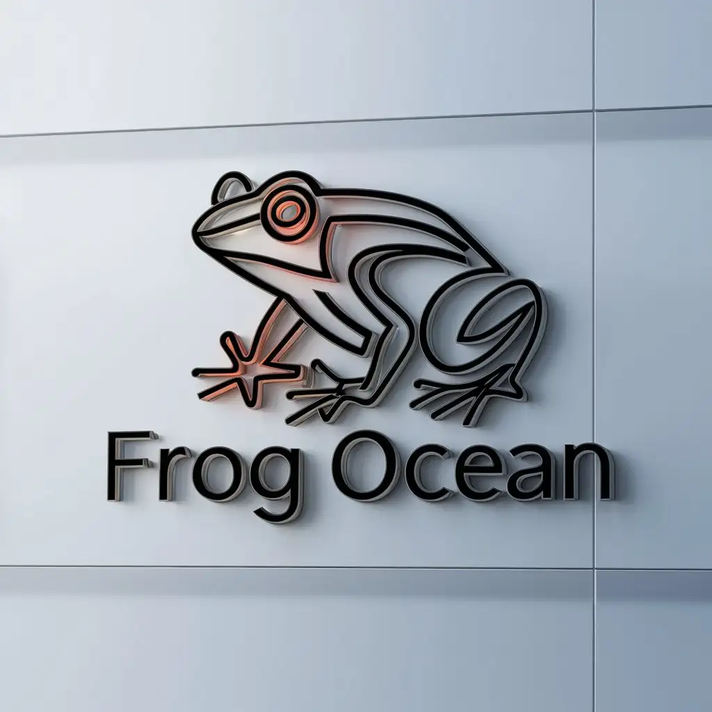 LOGO-Design-For-Frog-Ocean-Elegant-Frog-Symbol-on-Clear-Background