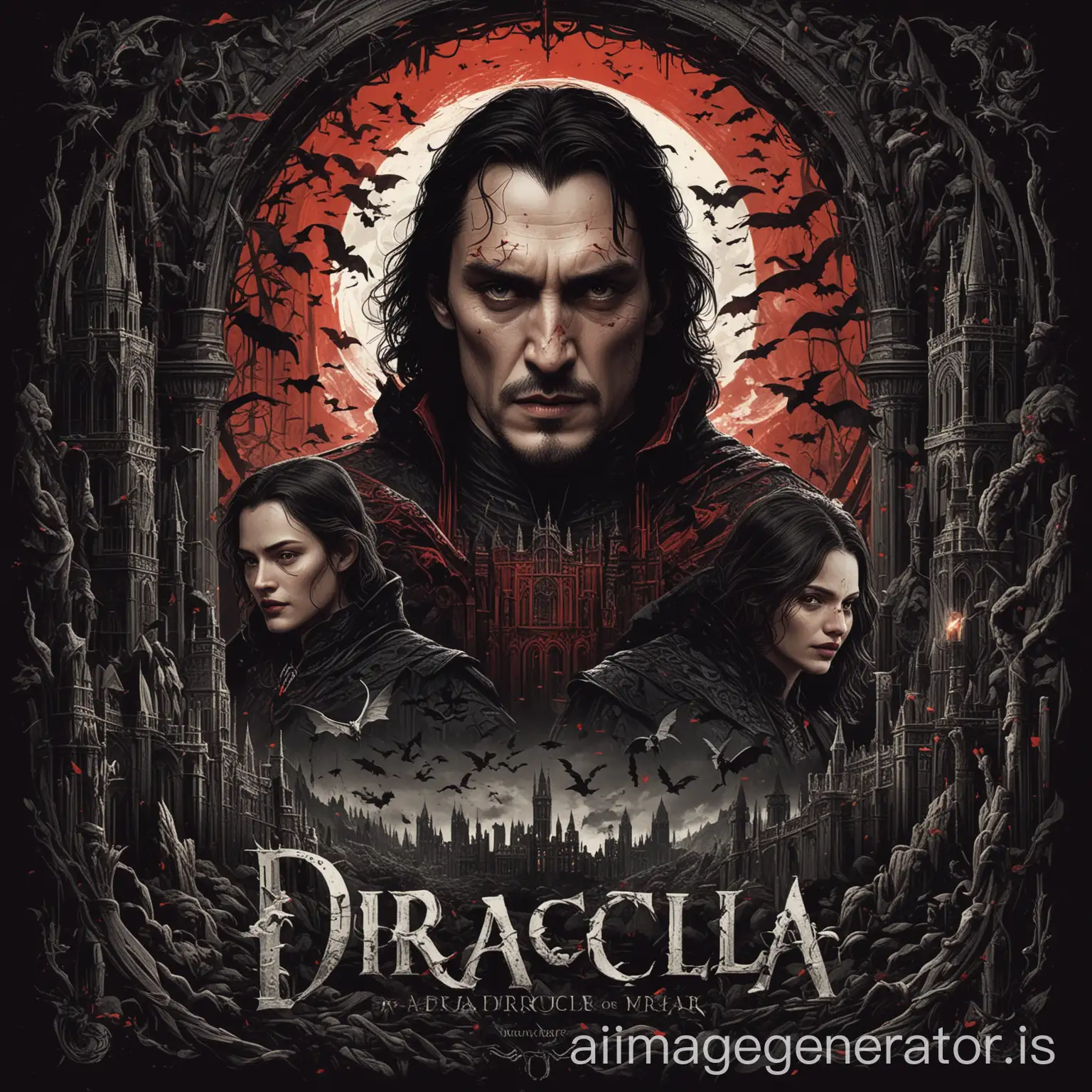  design inspired by the dark and mysterious world of Dracula Untold. Let our AI platform bring favorite movie to life with stunning vector graphics and intricate details."