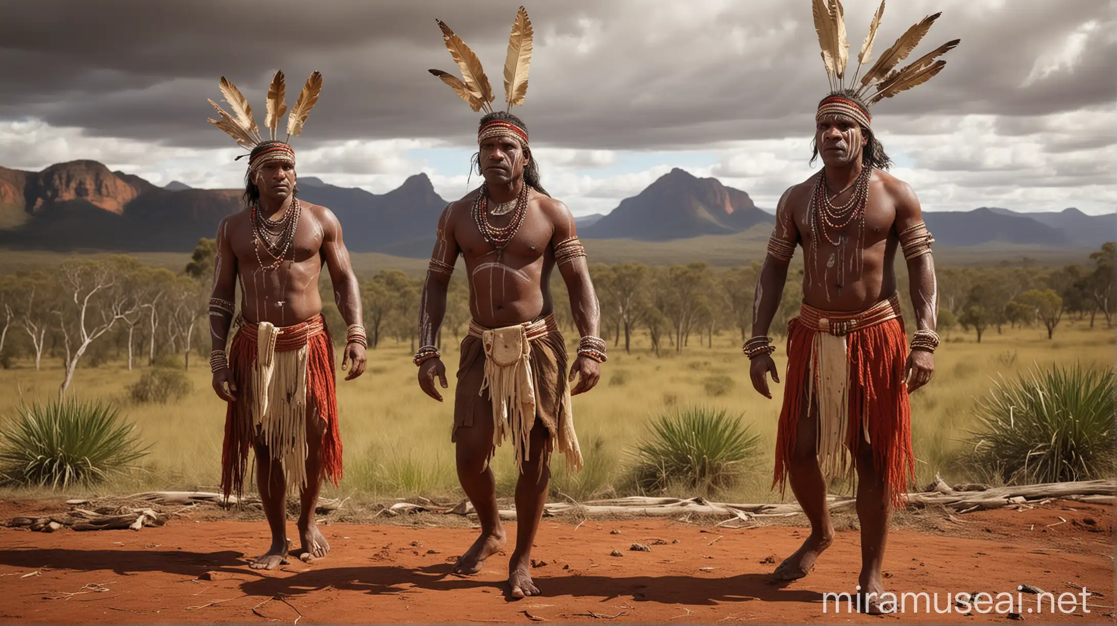Vibrant Australian Aboriginal Ceremony with Traditional Dances and Cultural Artifacts