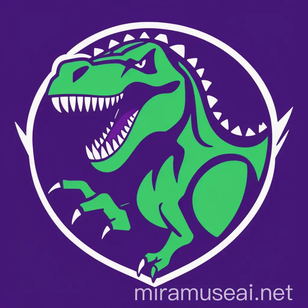 Dynamic Purple and Green Dinosaur Logo for College Football Team