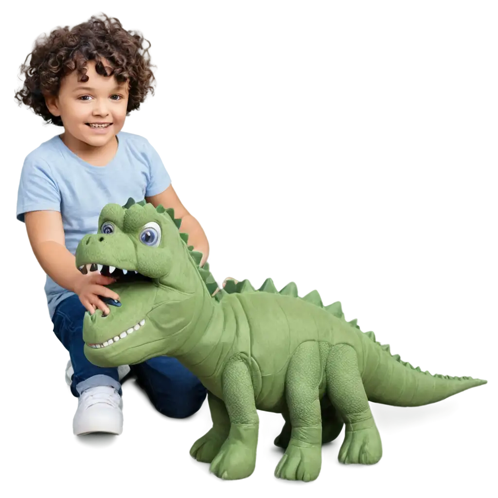 Curly-Cute-Boy-Hugging-Dinosaur-Toys-PNG-Image-for-Vibrant-and-Detailed-Visuals