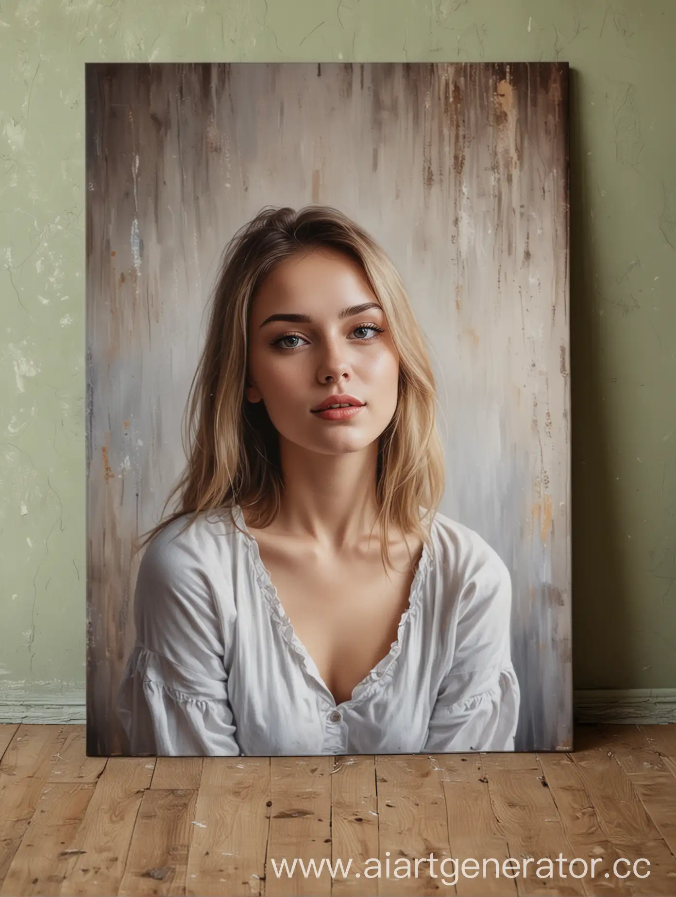 Elegant-Portrait-Painting-on-50x70cm-Canvas-Against-Luxurious-Backdrop