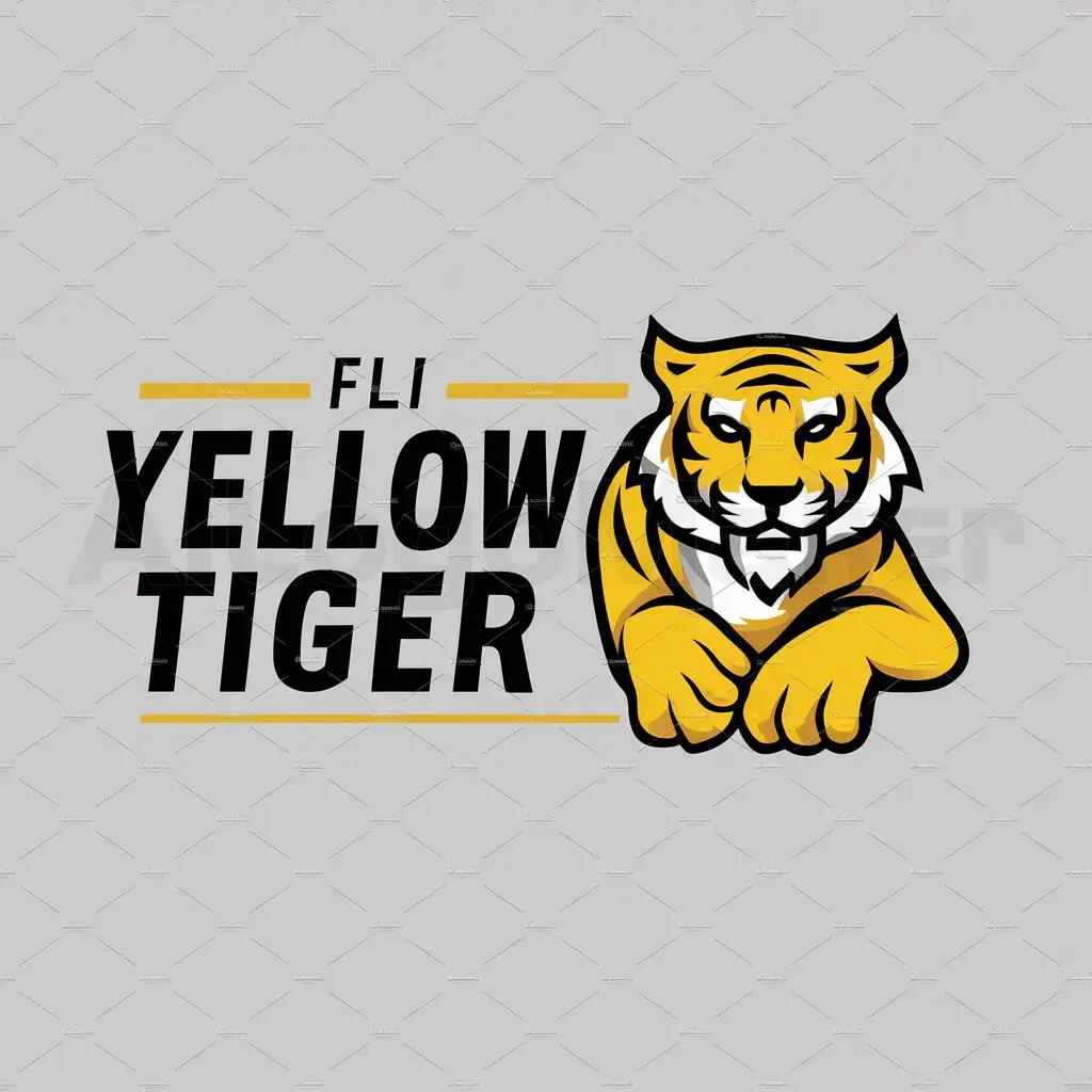 a logo design,with the text "FLI Yellow Tiger", main symbol:Yellow Tiger,Moderate,be used in Sports Fitness industry,clear background