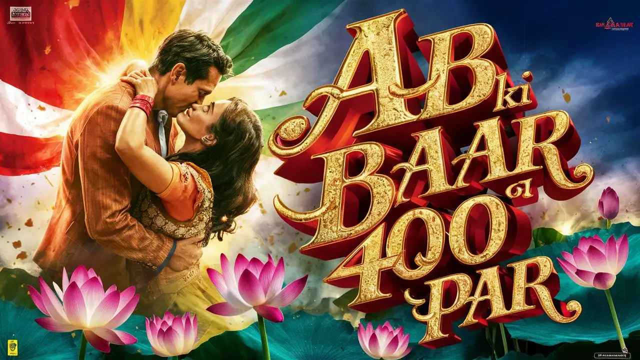 Ab Ki Baar 400 Paar Dynamic Bollywood Movie Poster with Vibrant Colors and Dramatic Imagery