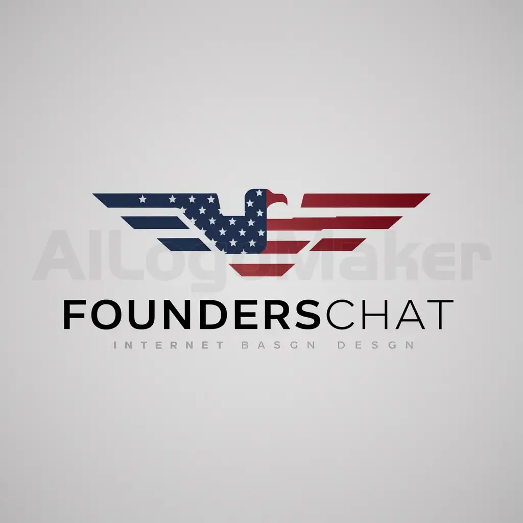 a logo design,with the text "FoundersChat", main symbol:American flag, bald eagle, patriotic,Minimalistic,be used in Internet industry,clear background