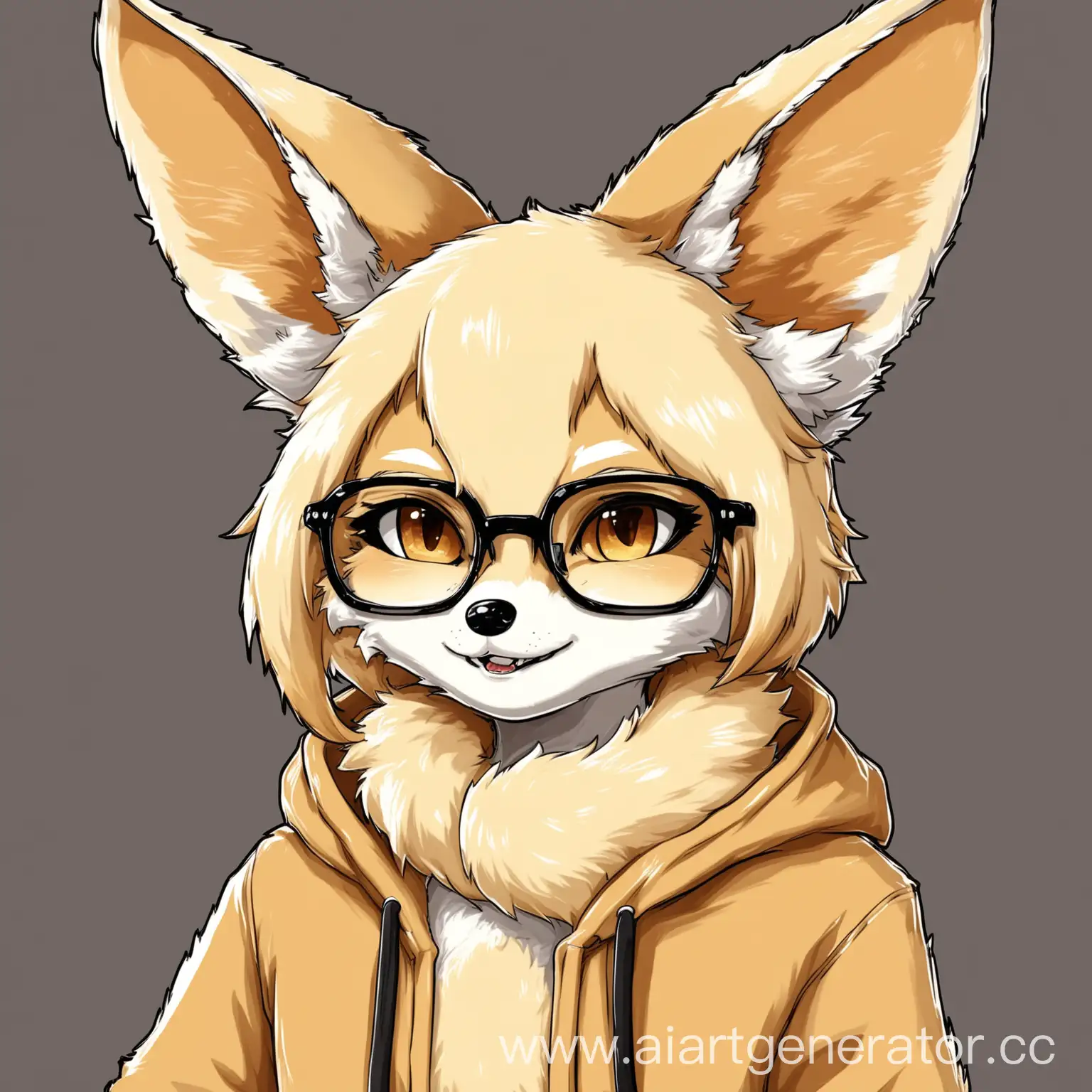 Furry Fennec, glasses, hudie