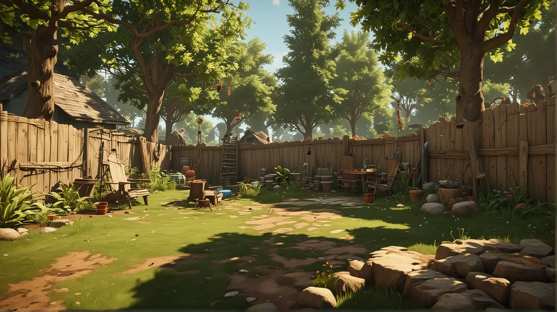 Gamer Grove Grounded Video Game Scene in the Backyard