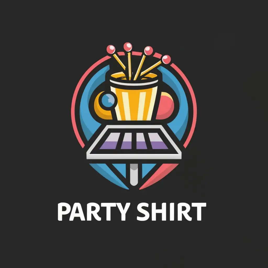 a logo design,with the text "party shirt", main symbol:cup pong,complex,be used in Retail industry,clear background
