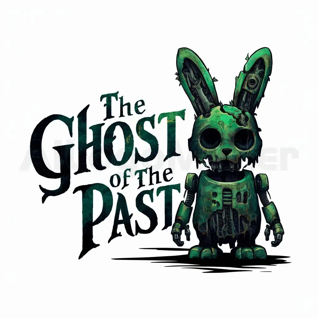 a logo design,with the text "the ghost of the past", main symbol:rottening green bunny robot,Moderate,be used in Events industry,clear background