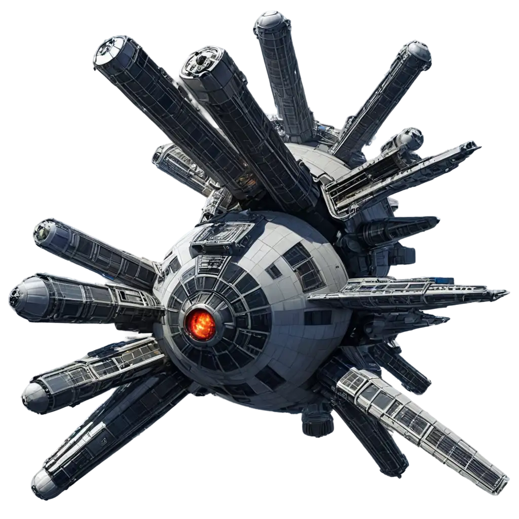 a huge space colony on a spaceship with people and building on that ship of black color and also have boosters to manuver like star wars