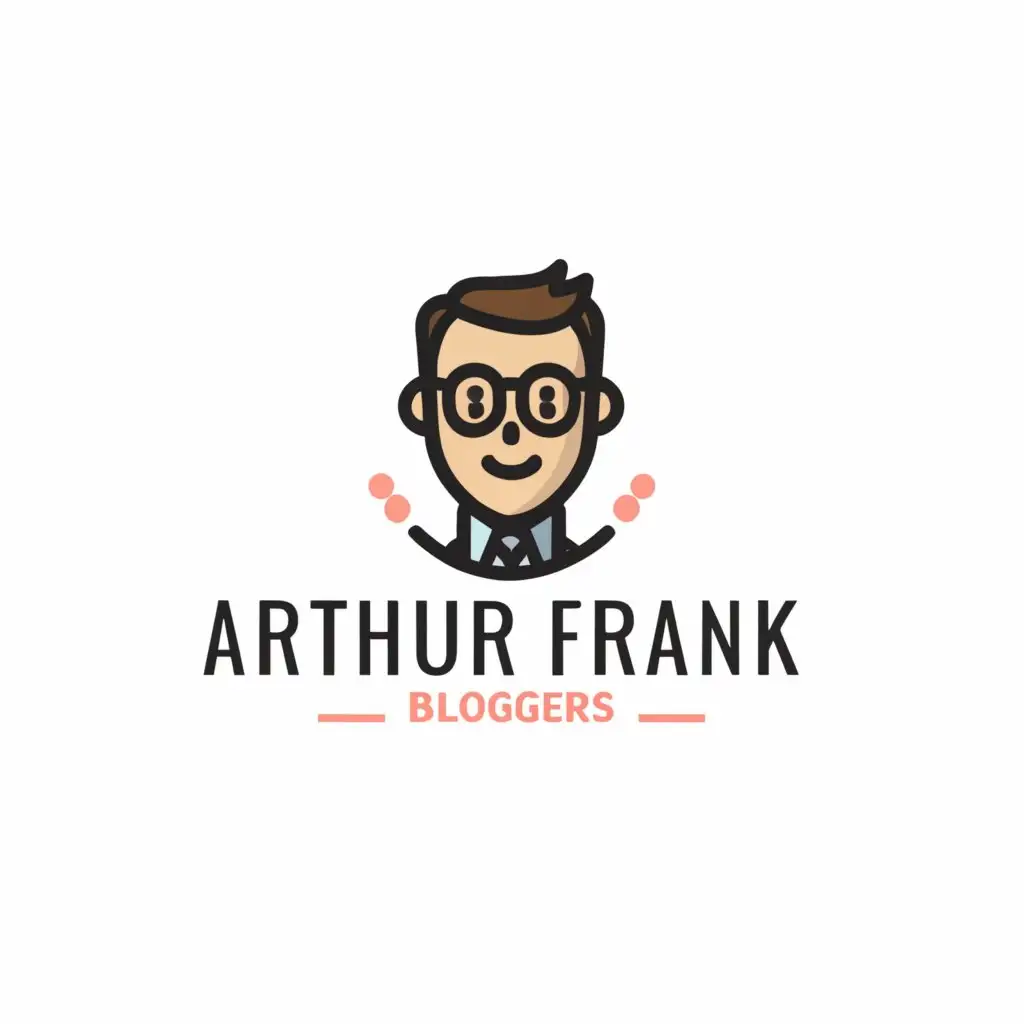 a logo design,with the text "Arthur Frank", main symbol:Avatar for a Telegram channel of a beginner blogger 
Drawn bloggers stand behind me,Moderate,be used in Blogger industry,clear background