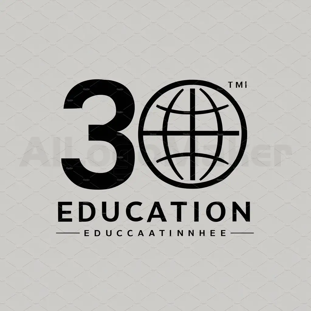 a logo design,with the text "30", main symbol:globe,Moderate,be used in Education industry,clear background