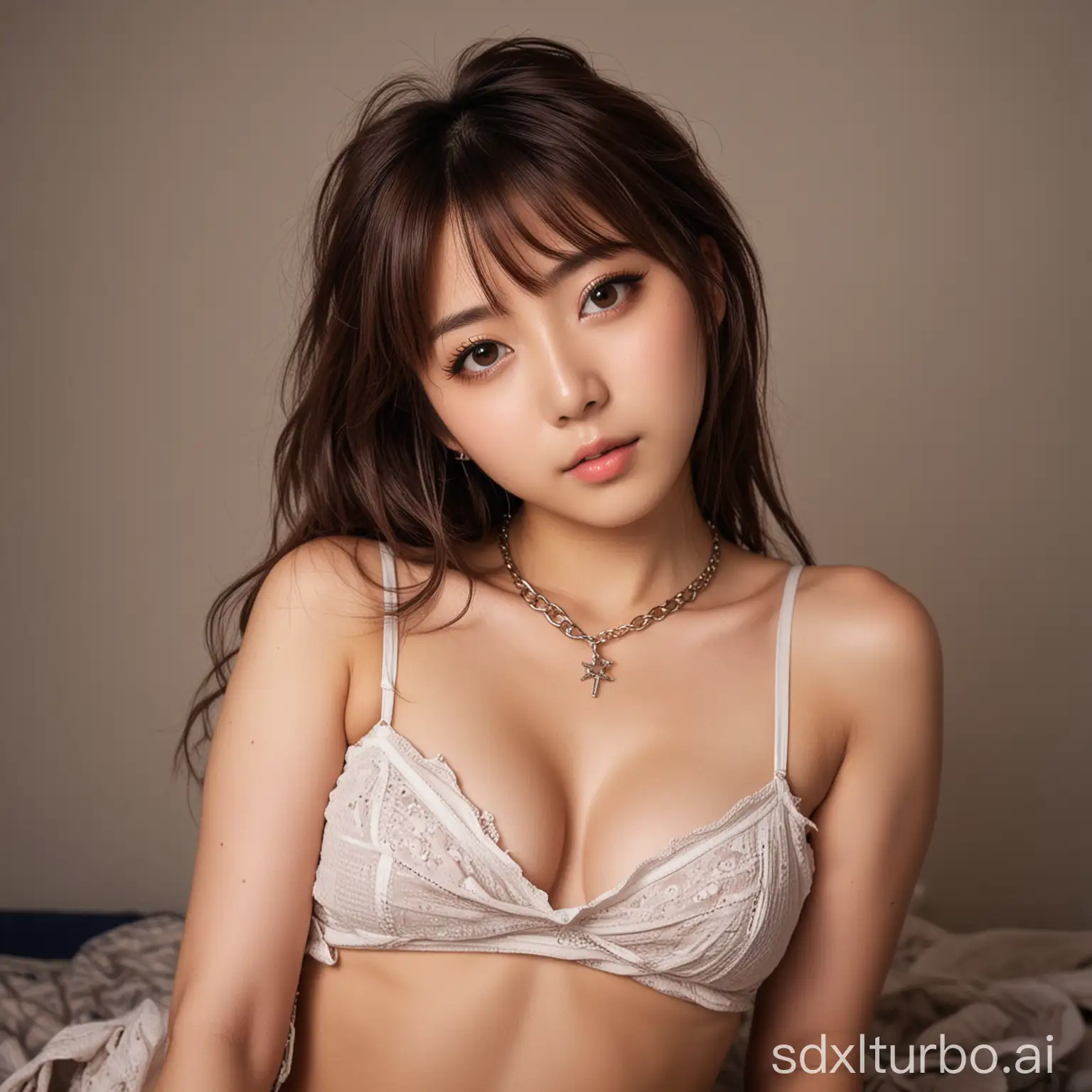 Seductive-Japanese-Idol-in-Dim-Light-with-Torn-Clothes-and-Chains