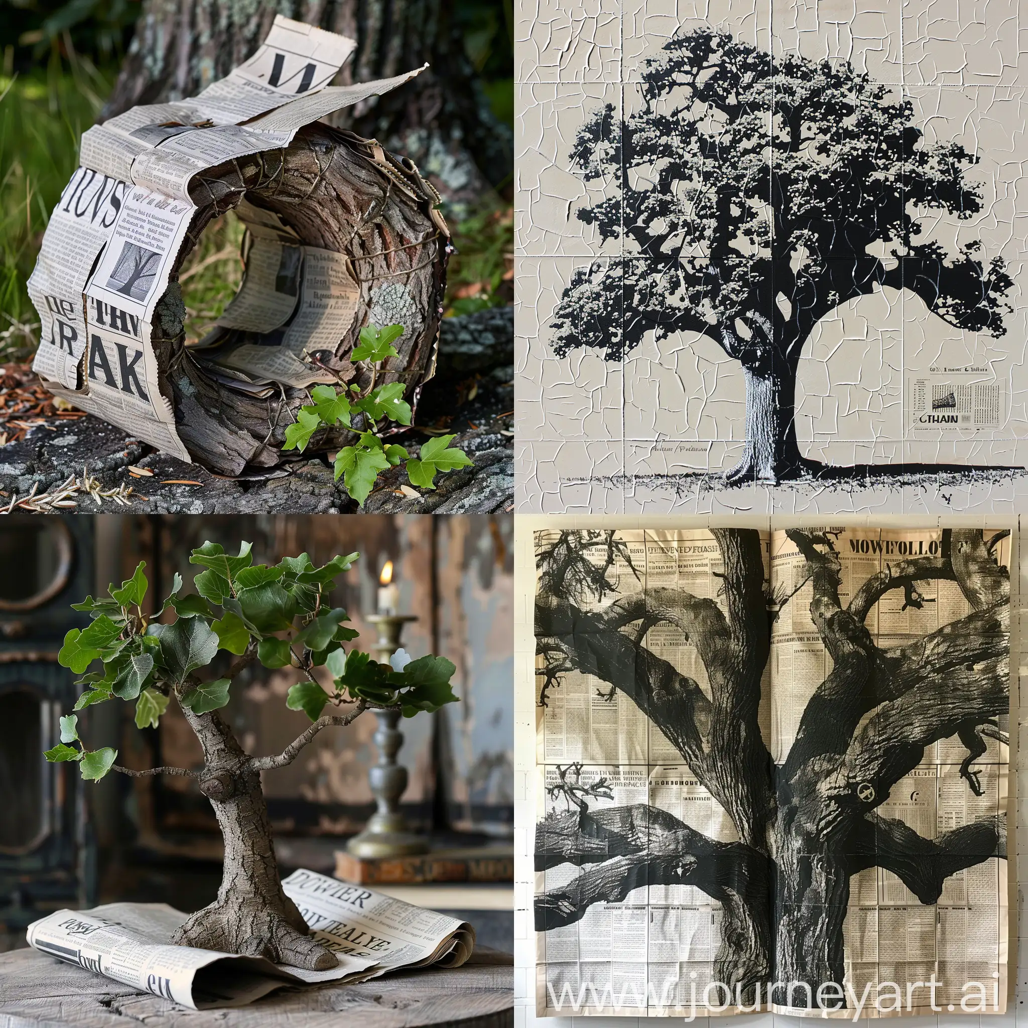 Newspaper-Oak-Tree-with-Birds-and-Squirrels