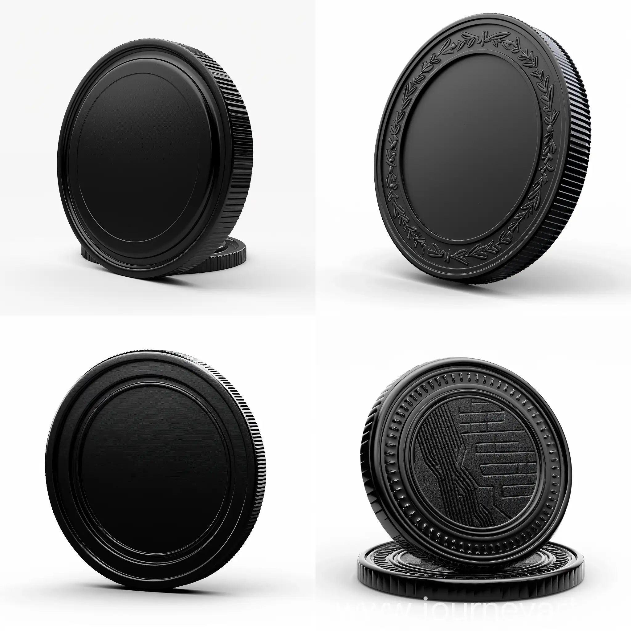 Sleek-3D-Cartoon-Black-Coin-on-Clean-White-Background