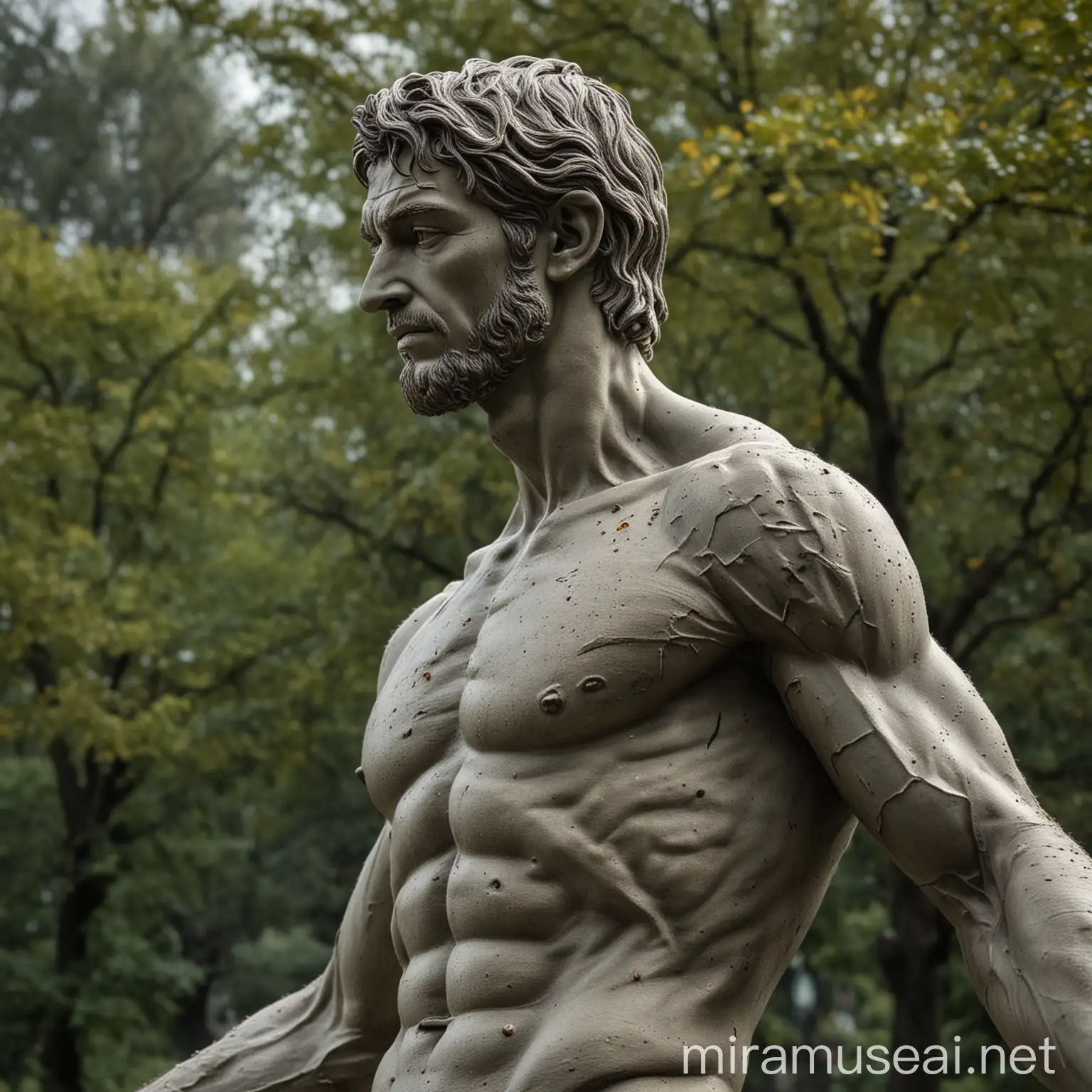 Realistic HyperDetailed Statue of Man Captured with 800mm Lens Professional Photography Masterpiece