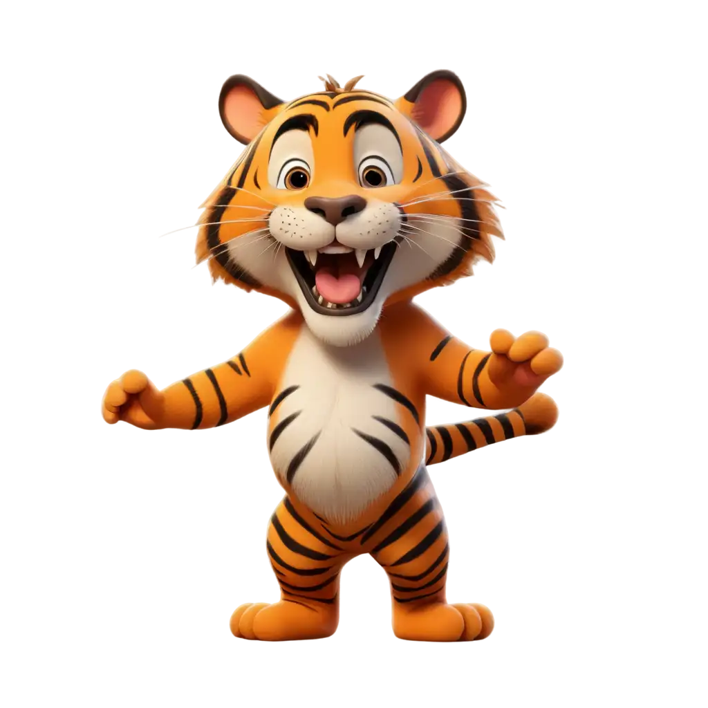 Cheerful Cartoon Tiger Laughing HighQuality PNG Image for Vibrant Web ...