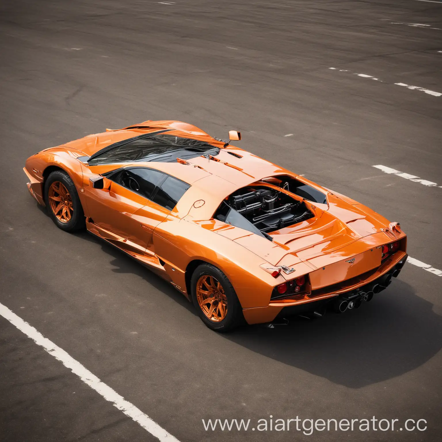 Sleek-Orange-Lamborghini-LP400-JetTurbine-Racing-Across-Desert-Landscape