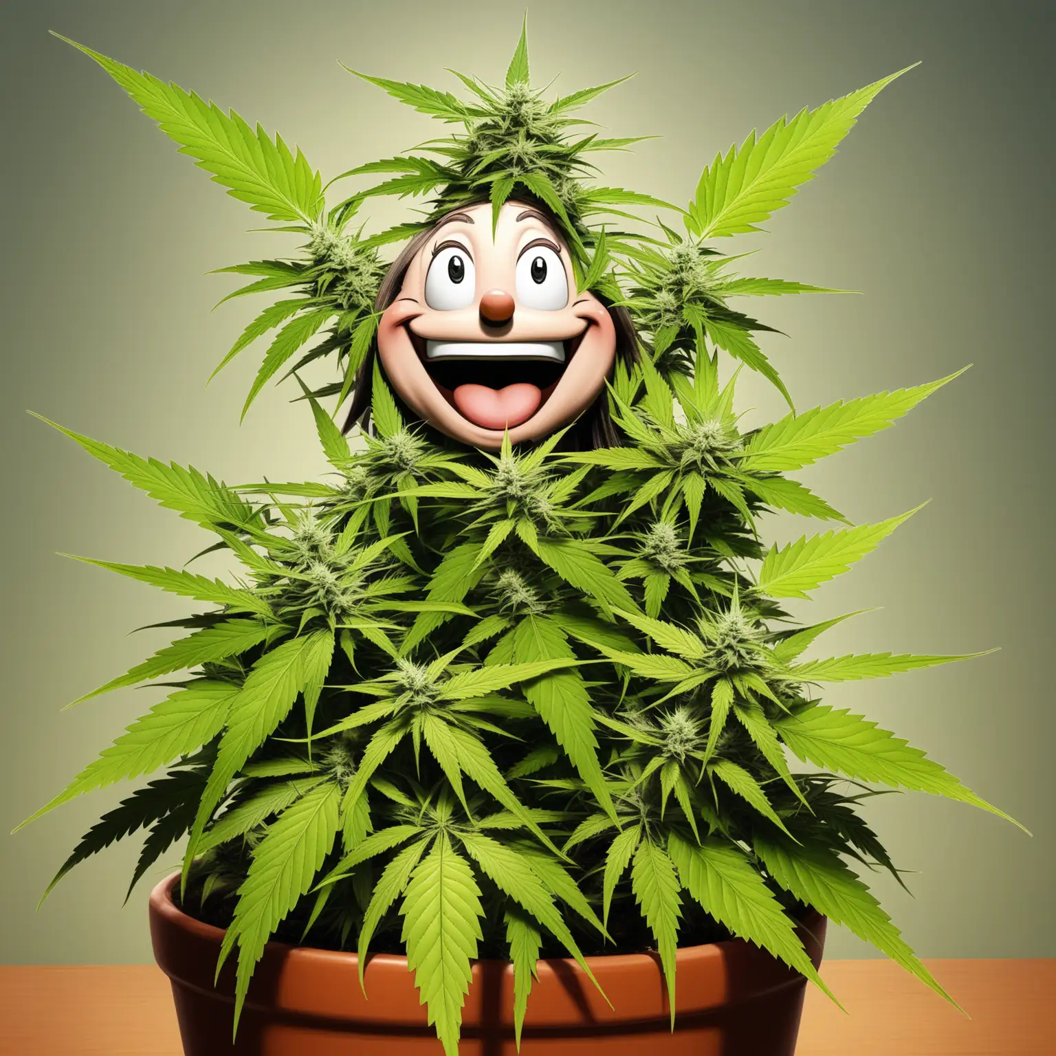 A goofy happy cutie maryjane Marijuana plant