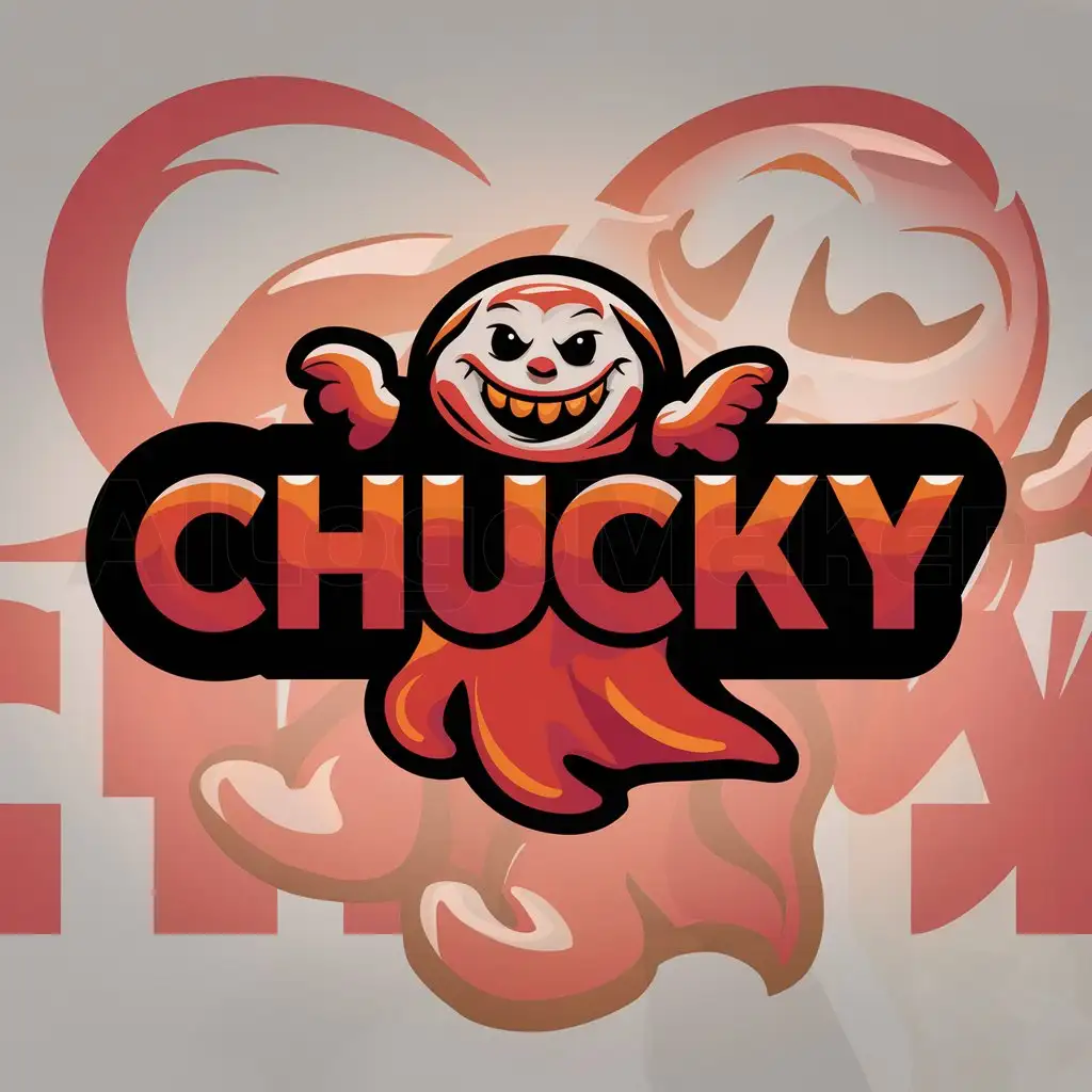 a logo design,with the text "CHUCKY", main symbol:I need a personal logo for me with my nickname which is chucky and with red or orange colors or that style,Moderate,clear background