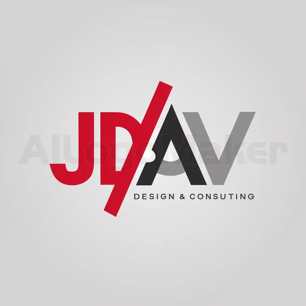 a logo design,with the text "JD AV Design & Consulting", main symbol:audio visual design engineering red black gray. JD AV to be the main focus,Minimalistic,clear background