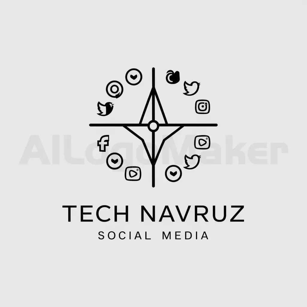 a logo design,with the text "Tech Navruz", main symbol:Social Media icons,Minimalistic,be used in Technology industry,clear background