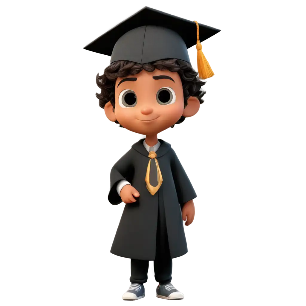 PNG-Animation-Little-Muslim-Male-Child-in-Muslim-Attire-and-Graduation-Robe