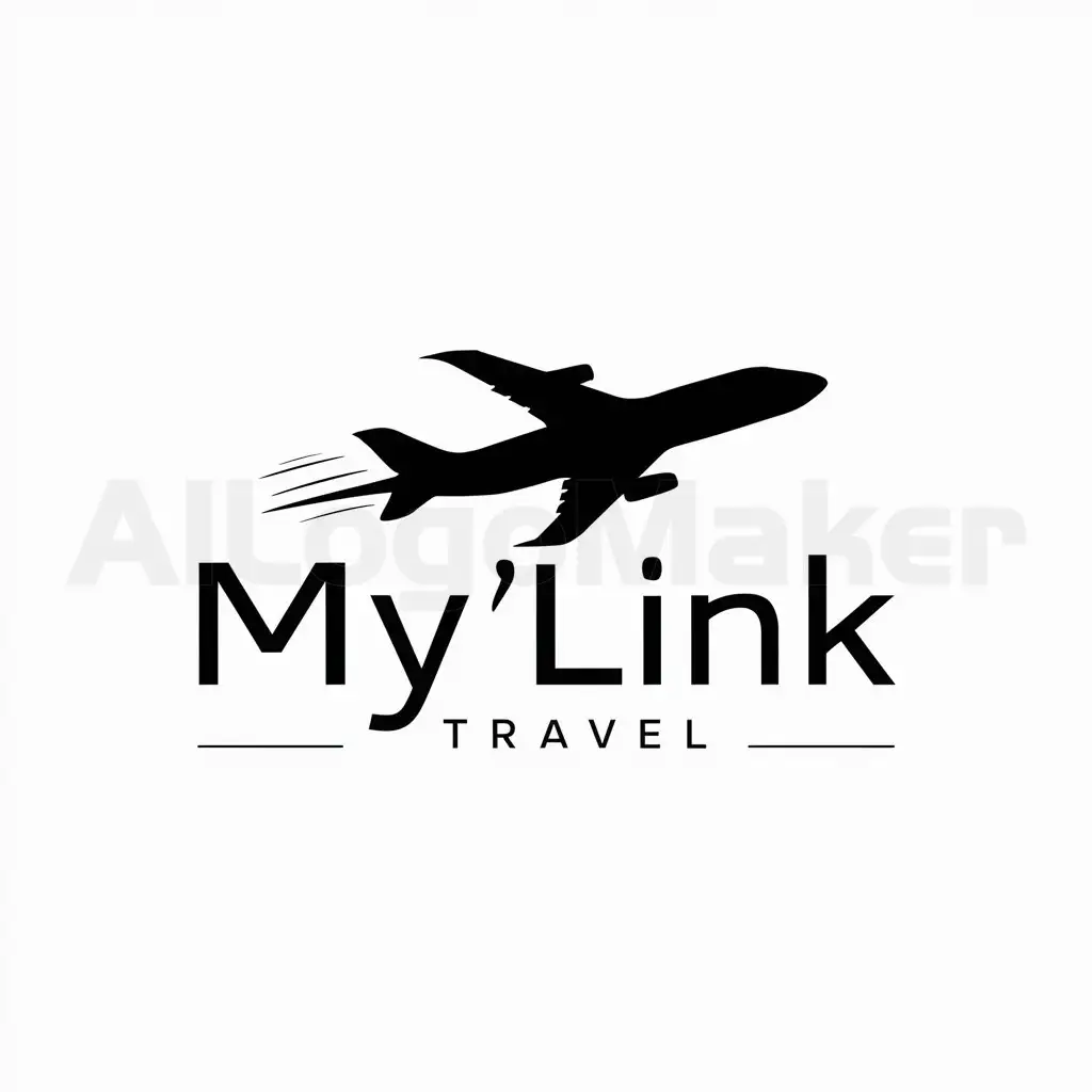 a logo design,with the text "MY'Link Travel", main symbol:un avion,complex,be used in Travel industry,clear background