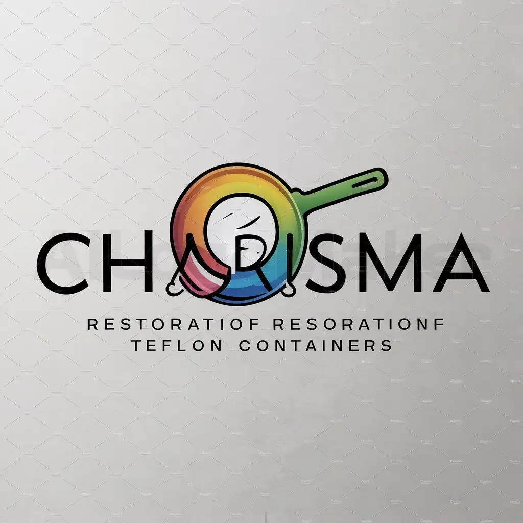 a logo design,with the text "Charisma", main symbol:Combining the logo name with a pan with cheerful colors,Moderate,be used in Restoration of Teflon Containers industry,clear background