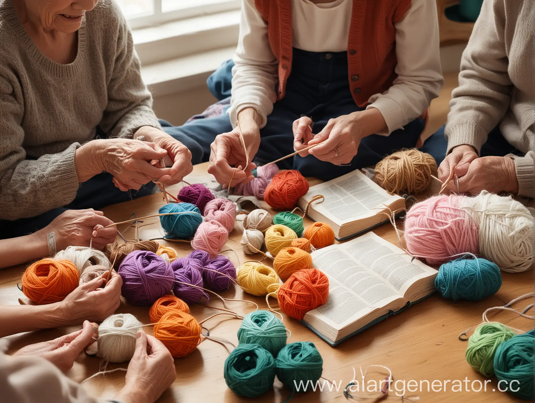 Multigenerational-Knitting-with-Colorful-Yarn-and-Language-Learning
