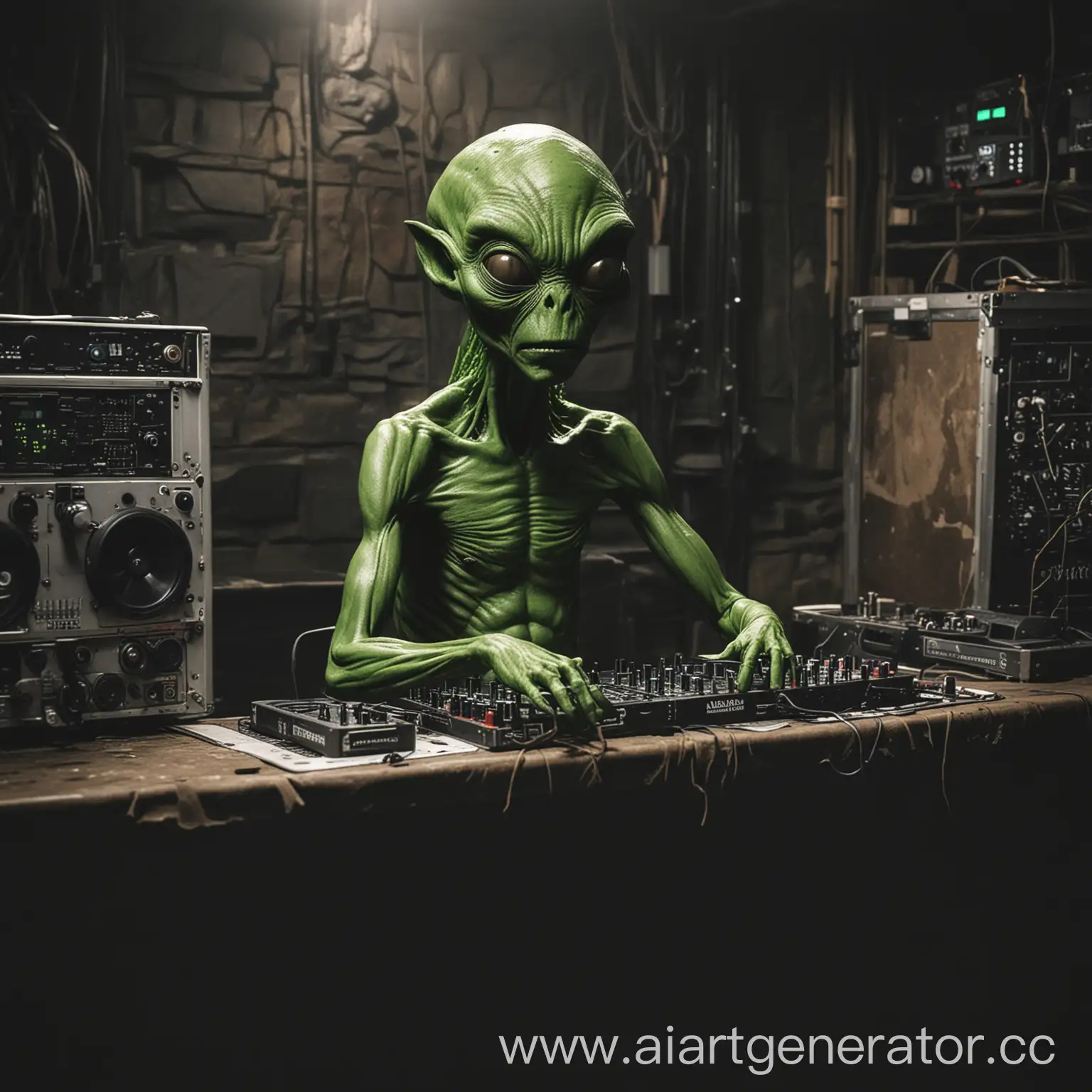 Extraterrestrial-DJ-Spinning-Beats-in-Dimly-Lit-Underground-Venue