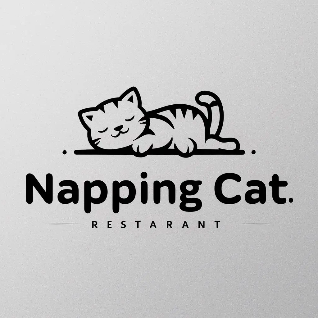 LOGO-Design-For-Napping-Cat-Playful-Cat-Silhouette-in-Soft-Pastel-Colors