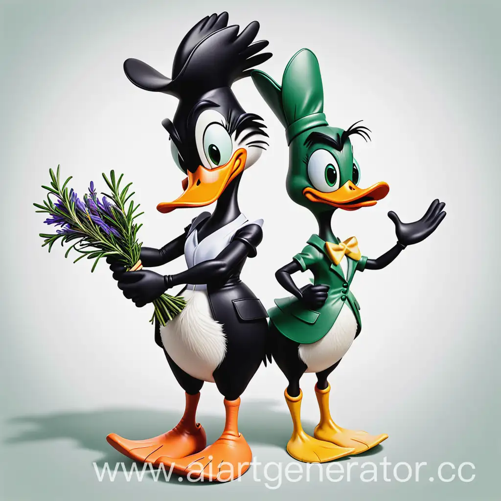 Daffy-Duck-Holding-Rosemary-Herb-in-Hands