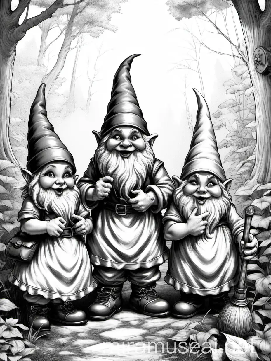 Enchanting Mini Gnomes Coloring Page for Kids and Adults