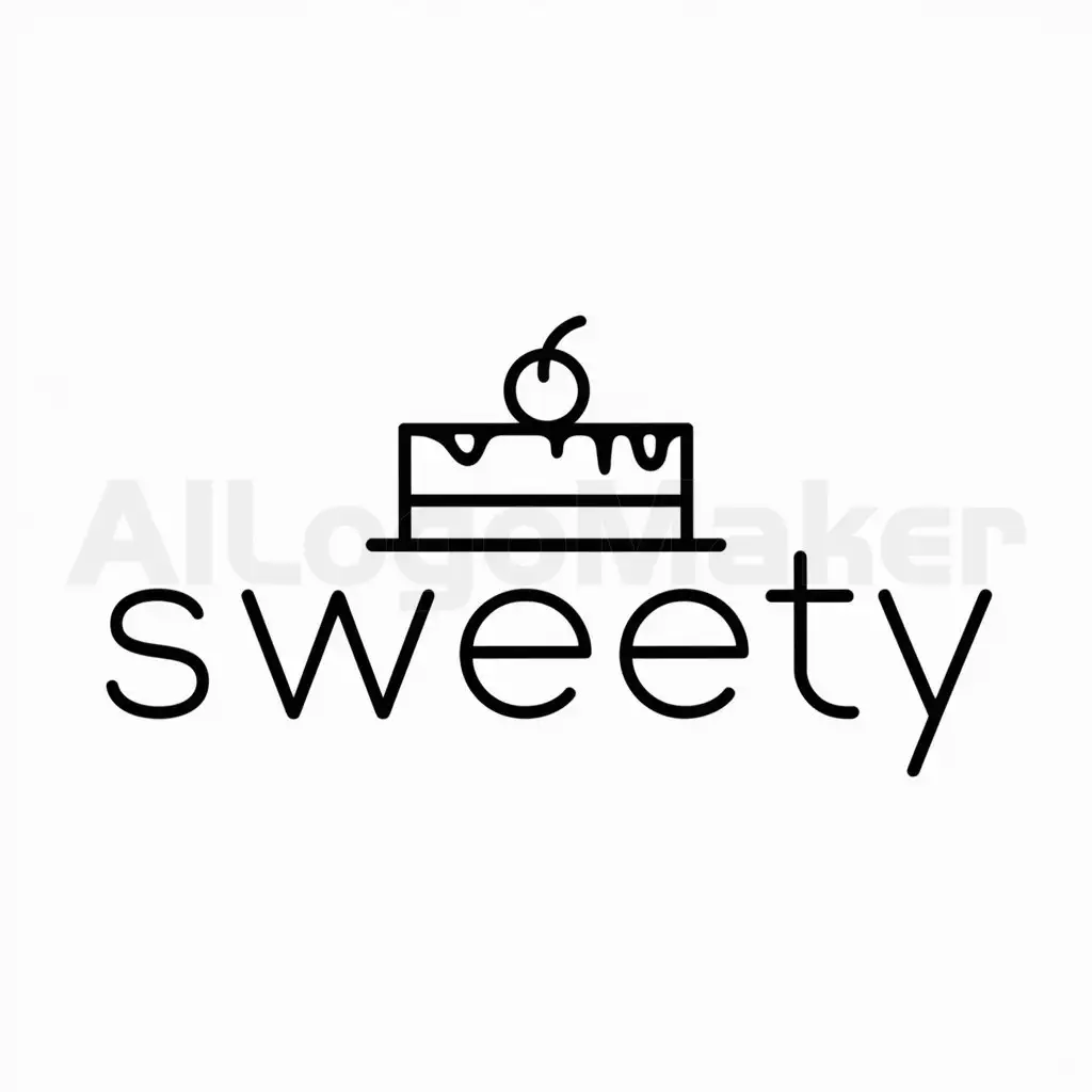 a logo design,with the text "sweety", main symbol:cake,Minimalistic,clear background