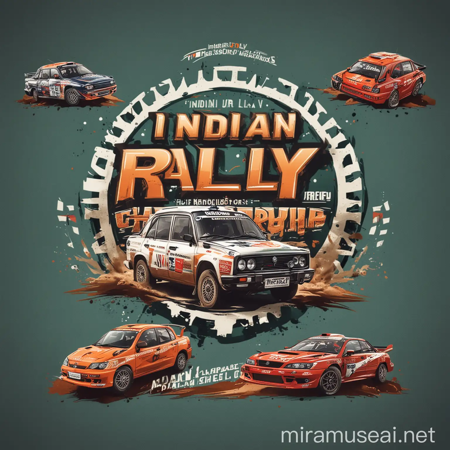 indian rally championship logo with cars