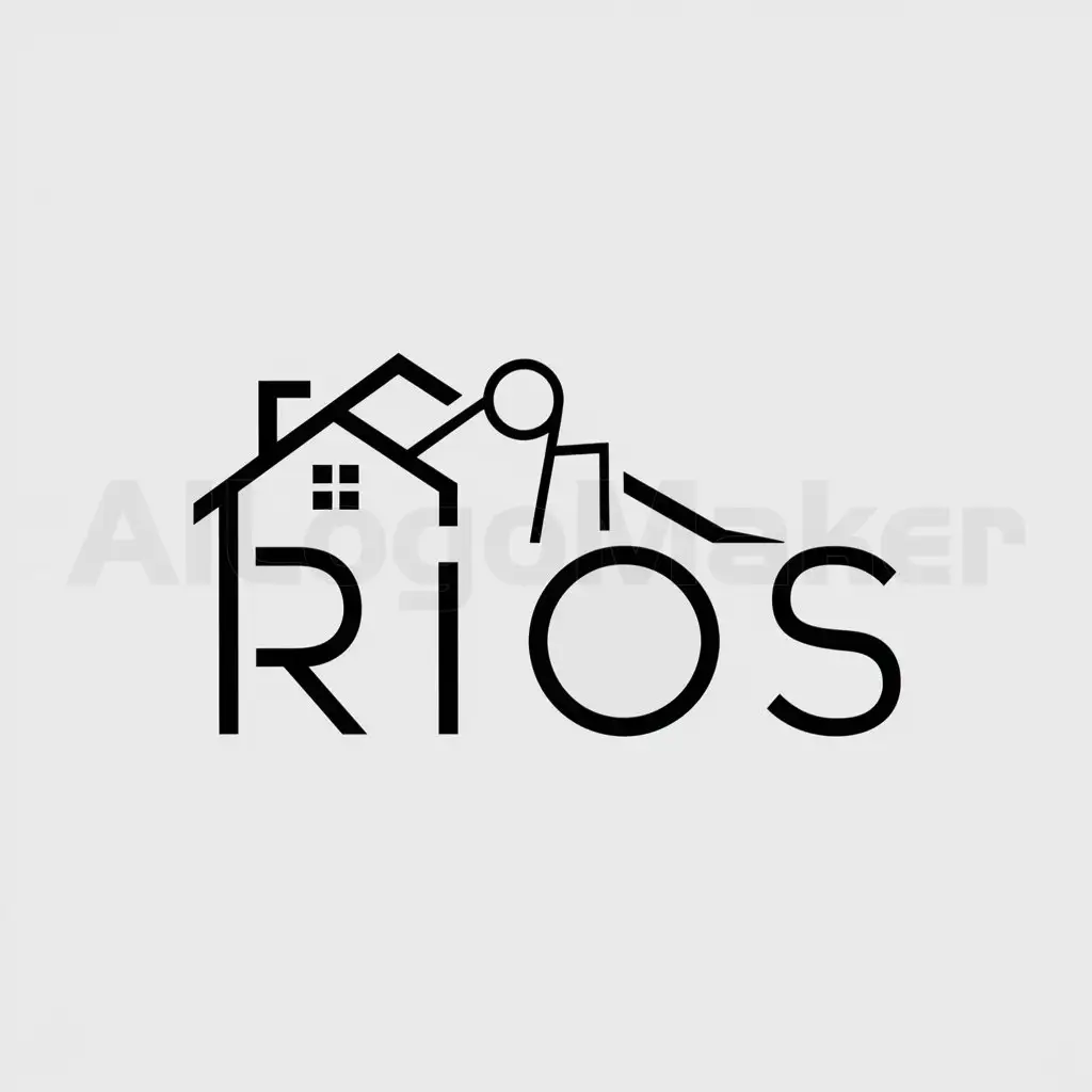 a logo design,with the text "RIOS", main symbol:Una casa con un ingeniero,Minimalistic,be used in Construction industry,clear background