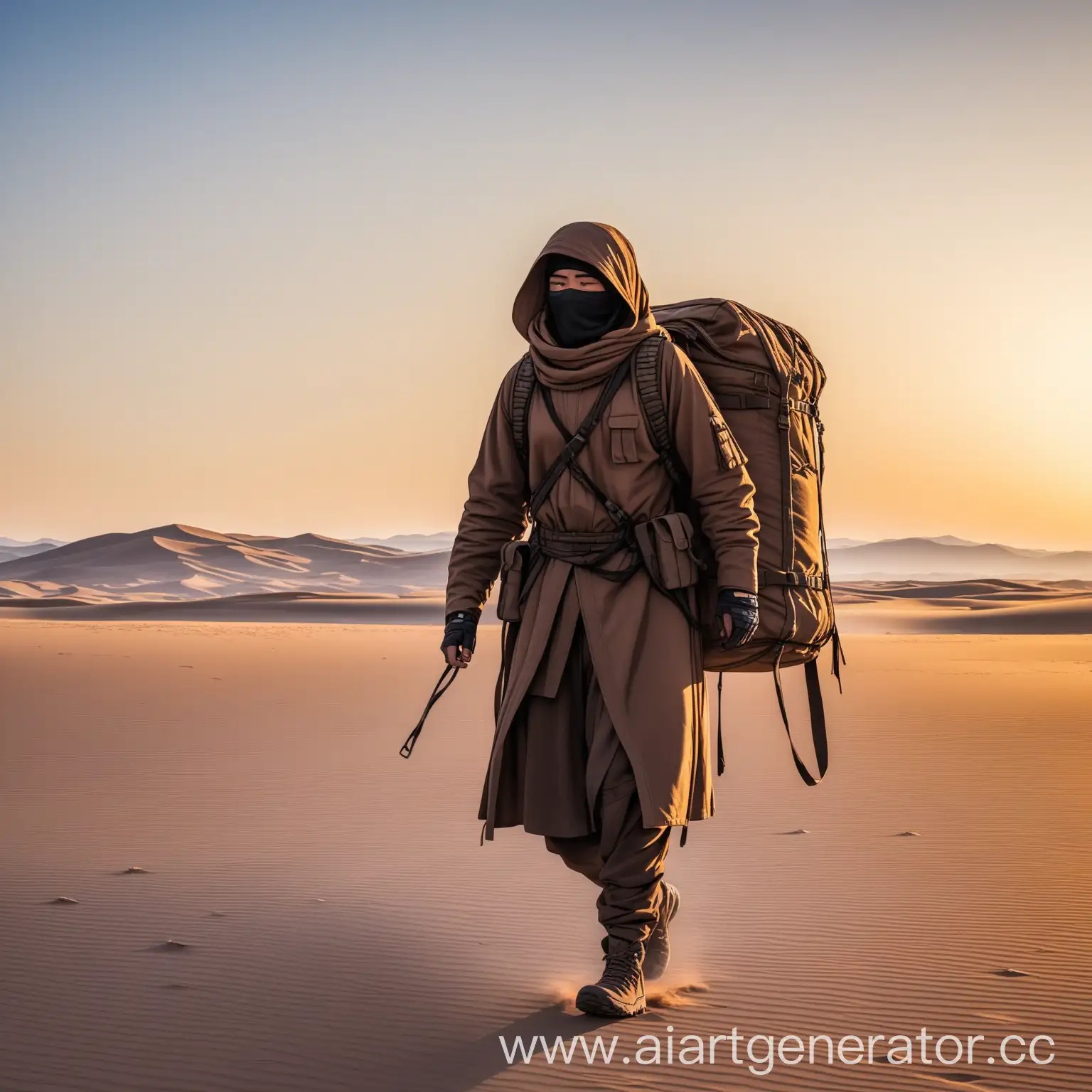 Nomad-Journeying-Across-Desert-Dunes-with-Camel-Companion