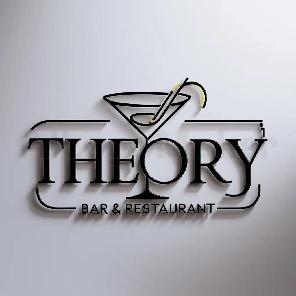 a logo design,with the text "THEORY", main symbol:logo 

,complex,be used in Bar and Restaurant industry,clear background